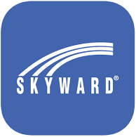 Skyward icon with white text on blue background.