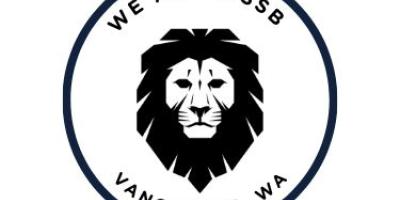 black and white lion logo with text "we are WSSB Vancouver, WA"