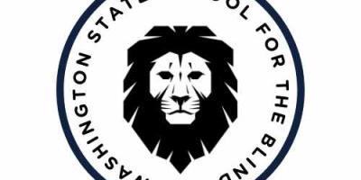 Lion logo with Washington State School for the Blind 